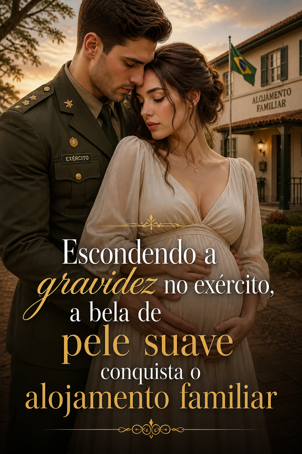 Escondendo a gravidez no exército, a bela de pele suave conquista o alojamento familiar